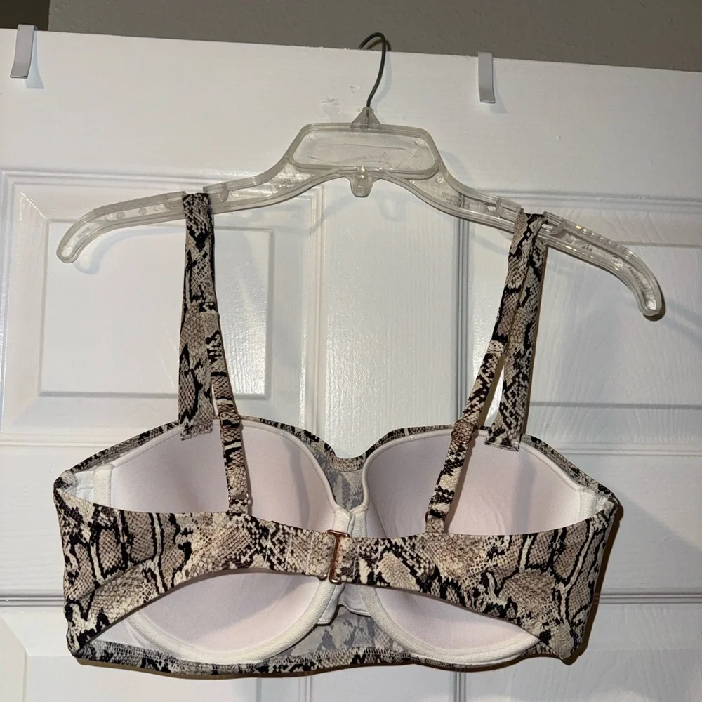 Shade & Shore Snake Print Balconette Bralette Mid Rise Bikini - 34DD Size M - Picture 7 of 11